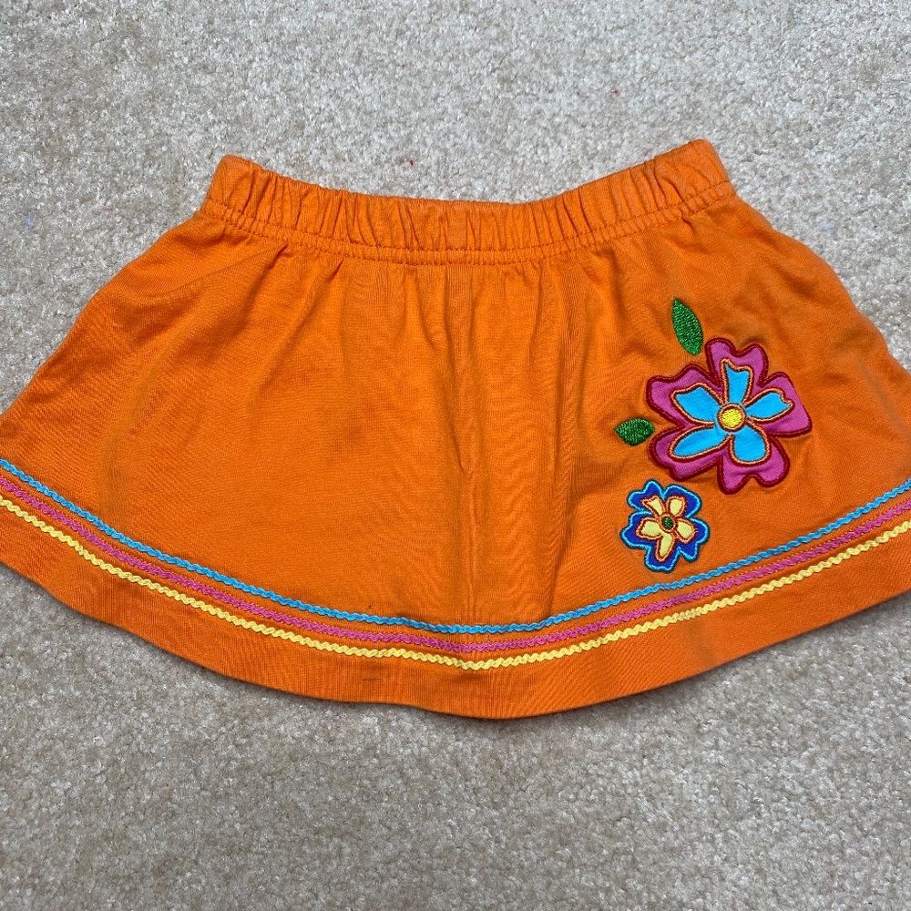 Hanna Andersson orange flower flare skort size 2T